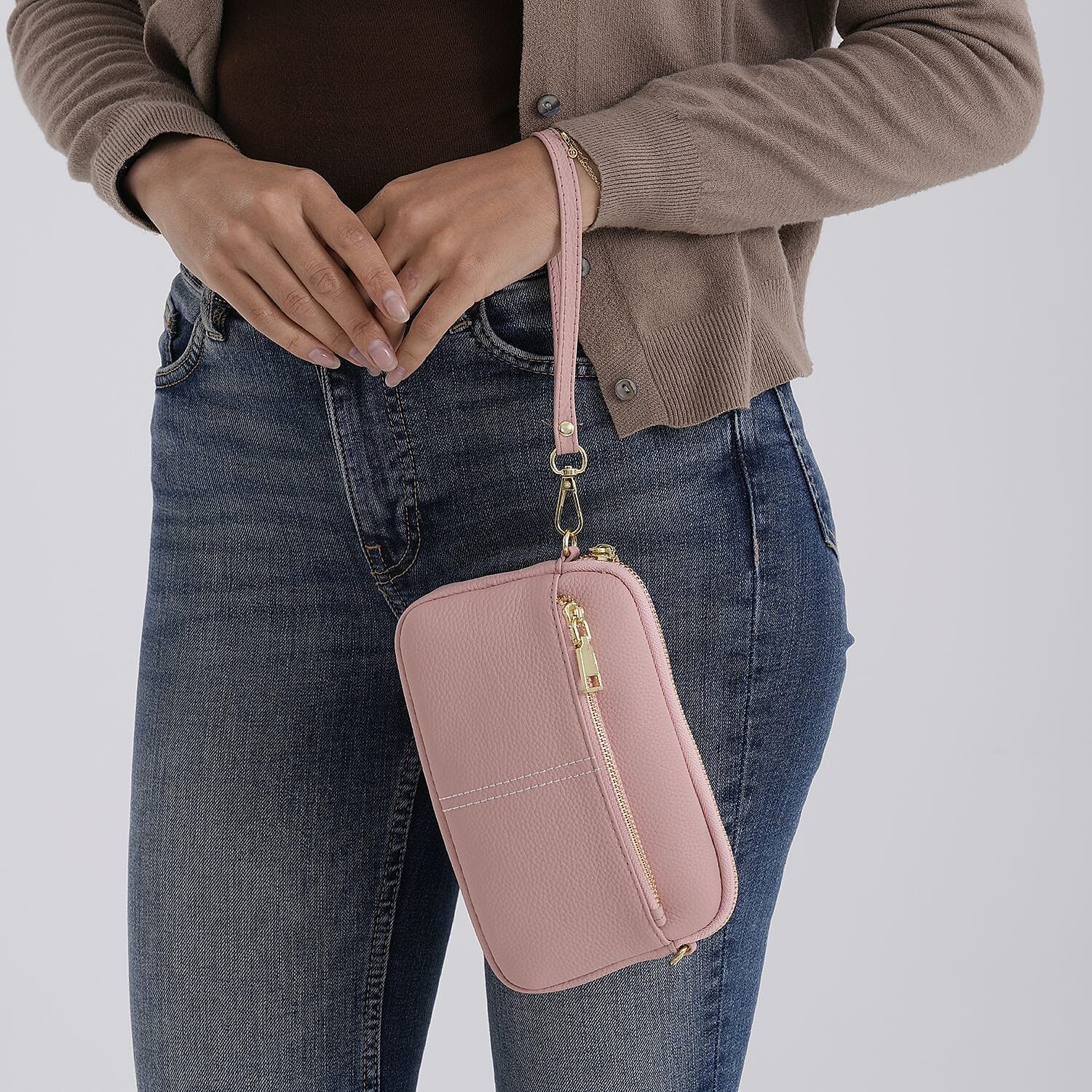 100% Genuine Leather Designer Minimalist Sling Shoulder Bag -  Pink