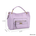 Satchel Handbag with Detachable Shoulder Strap - Purple
