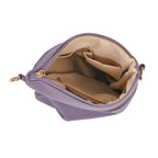 Set of 2 Quilted Crossbody Bags with Patterned Strap - Purple - Off-White