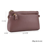 100% Exquisite Genuine Leather Premium Crossbody Bag 3-in-1 Clutch - Wristlet - Mauve