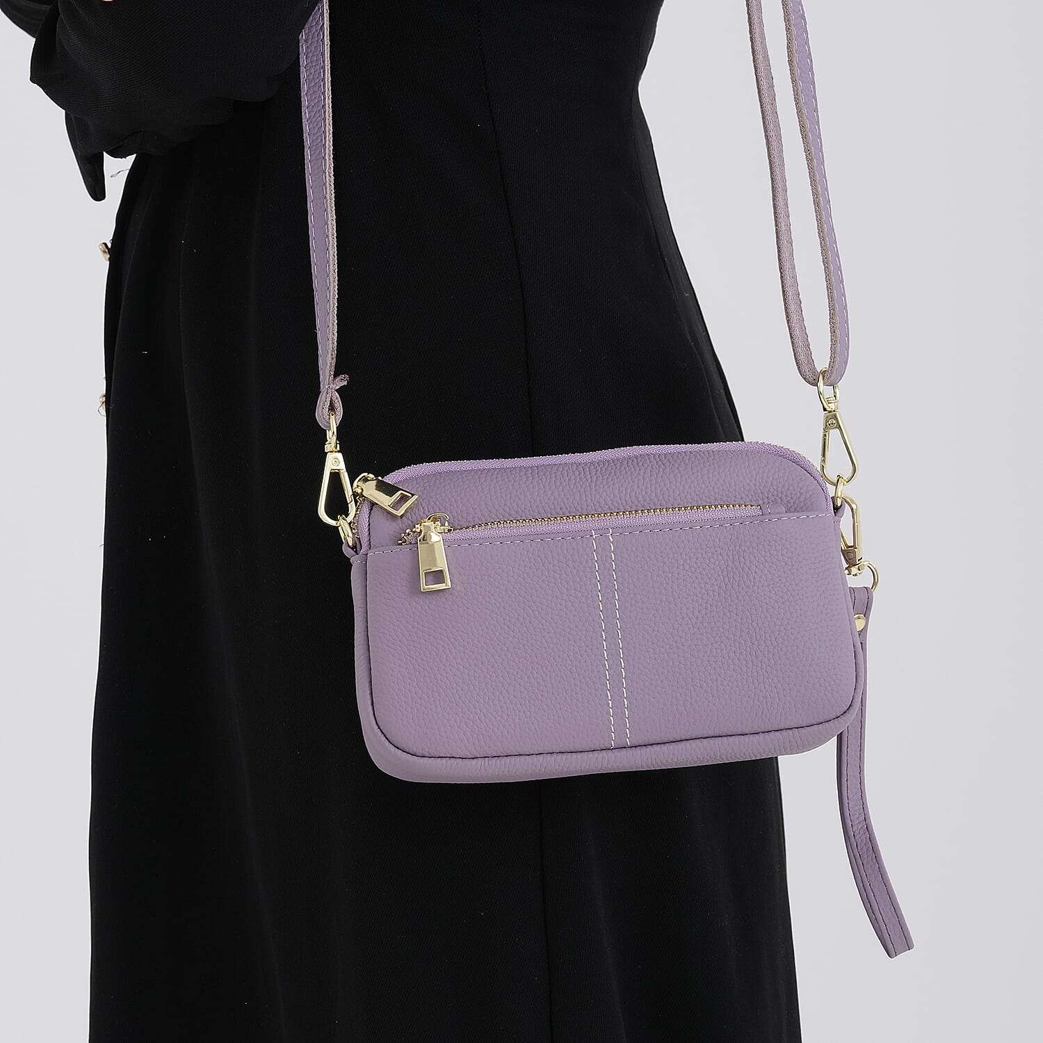 100% Genuine Leather Designer Minimalist Sling Shoulder Bag - Purple