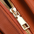 Structured Crossbody Bag with Patterned Strap - Rust