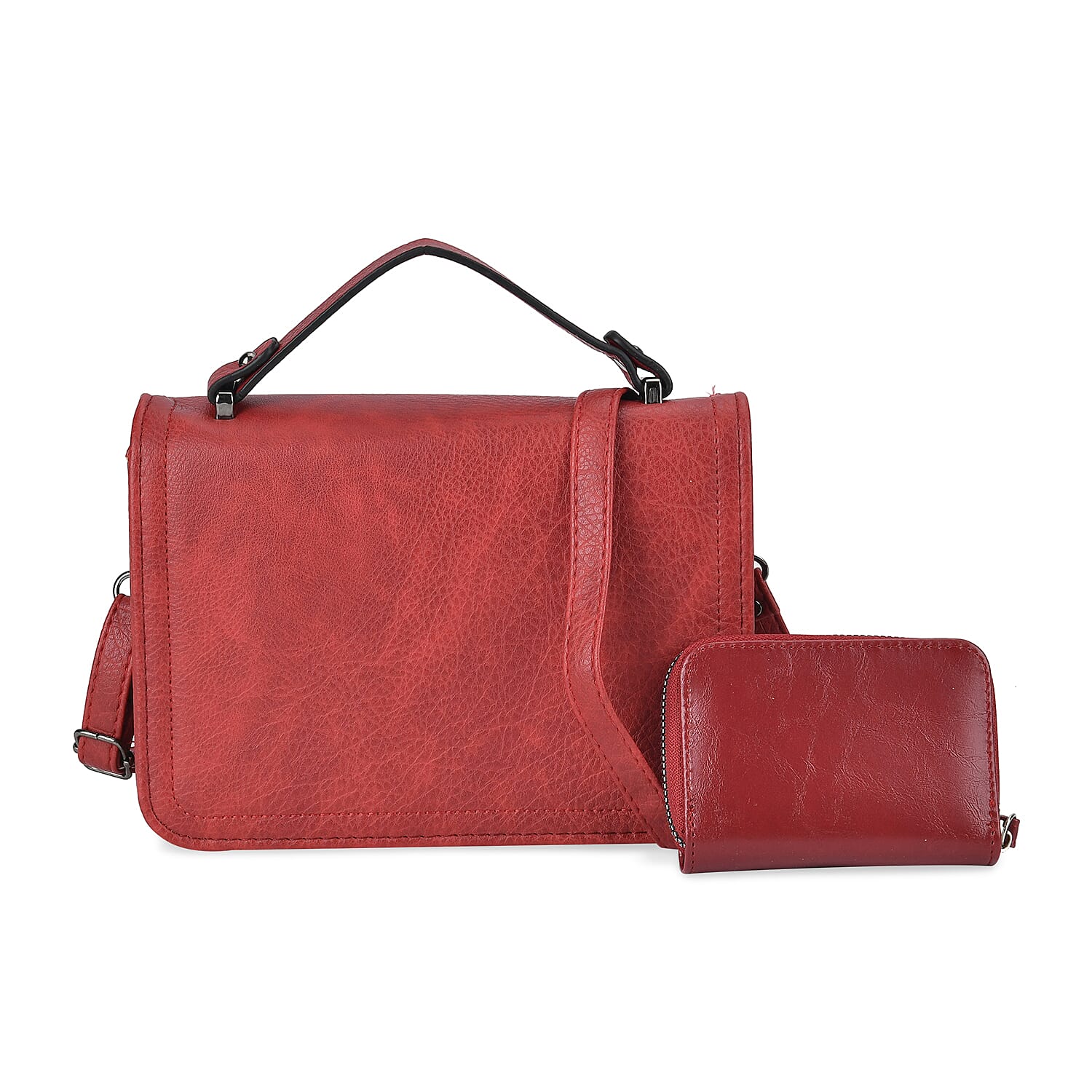 Set of 2- Sling Crossbody Bag with Card Holder - Red
