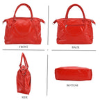 Closeout Deal - Genuine Leather Handbag with Adjustable Shoulder Strap - Red