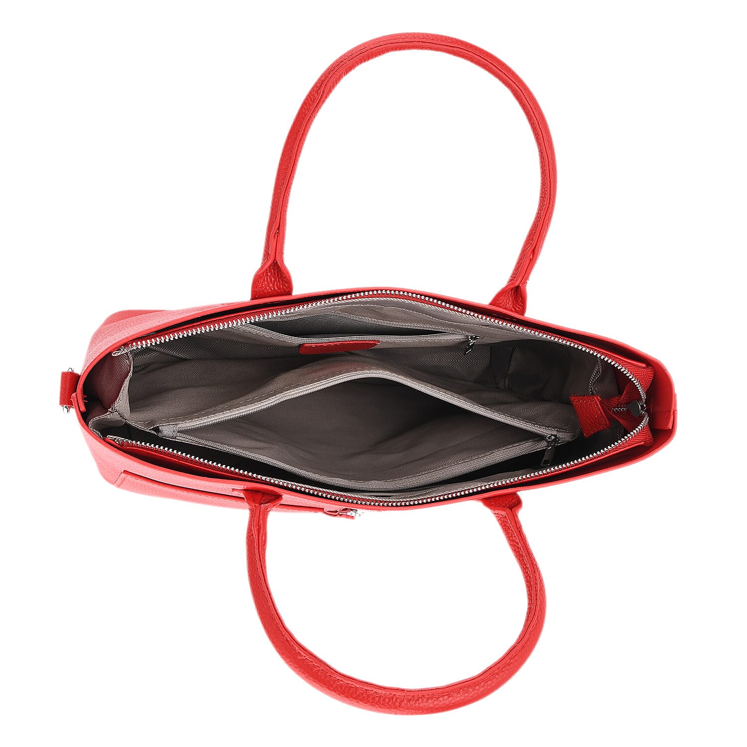 Sumptuous 100% Genuine Leather Tote Bag with CrossBody Strap - Red