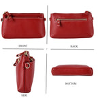 100% Exquisite Genuine Leather Premium Crossbody Bag 3-in-1 Clutch - Wristlet - Red