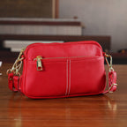 100% Genuine Leather Designer Minimalist Sling Shoulder Bag -  Red