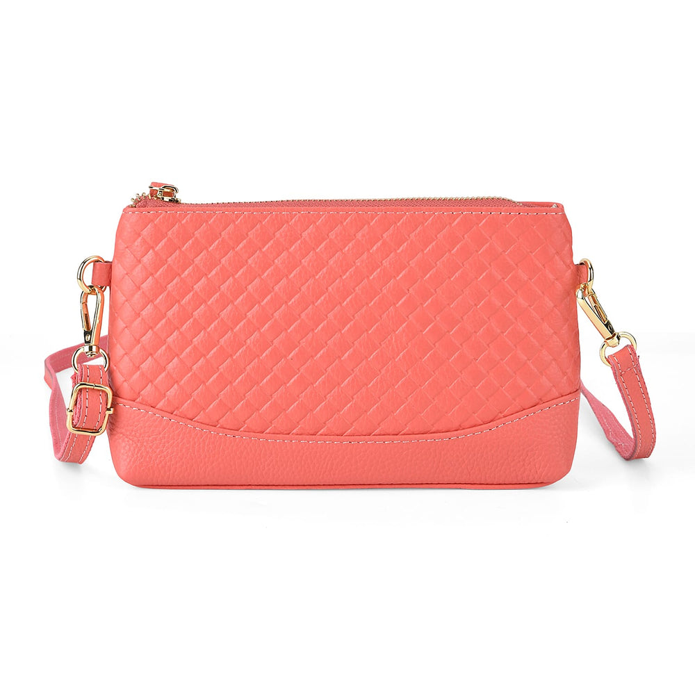Genuine Leather Quilted Designer Slim Handbag - Red