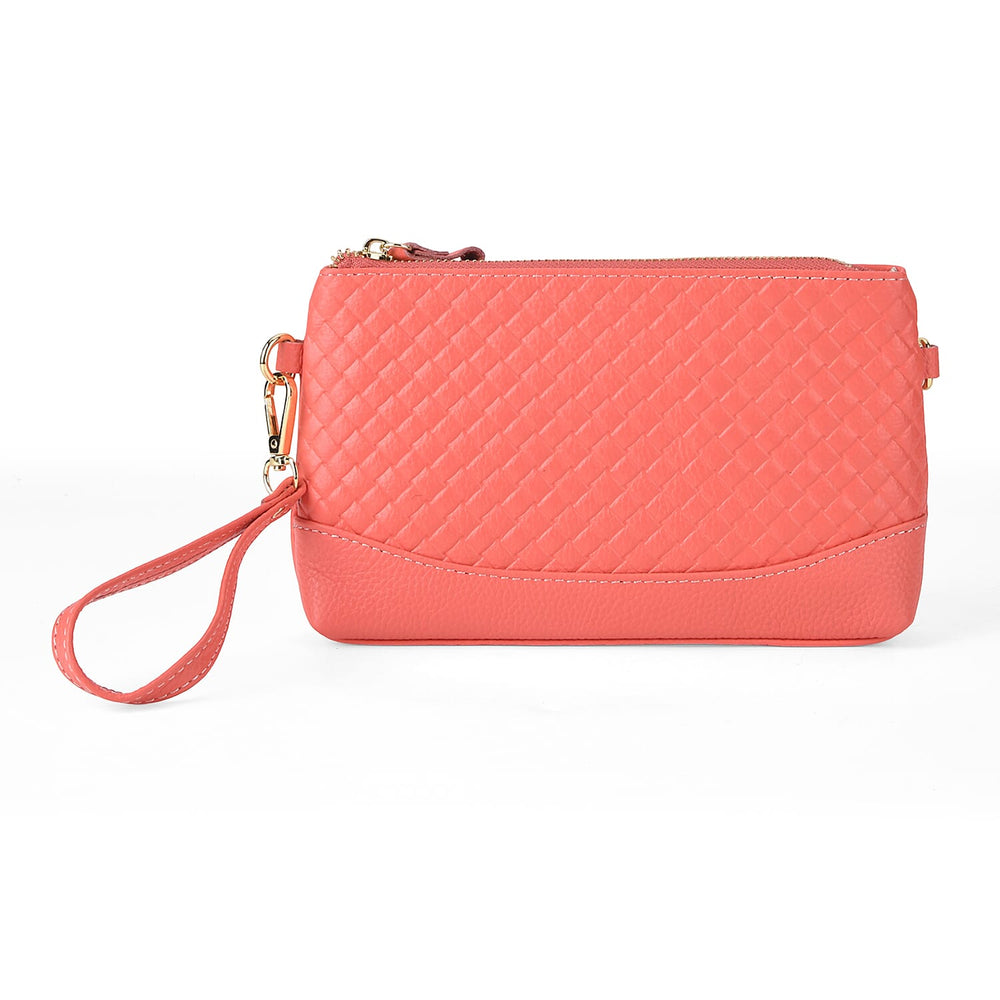 Genuine Leather Quilted Designer Slim Handbag - Red