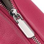 Designer Inspired Genuine Leather Mini Crossbody Bag with Top Handle - Hot Pink