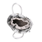 Hollow Woven Design Bucket Bag with Removable Drawstring Pouch - Silver