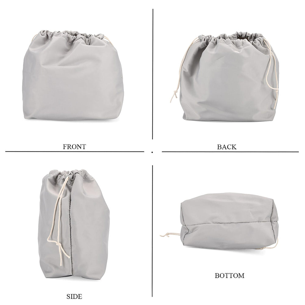 Hollow Woven Design Bucket Bag with Removable Drawstring Pouch - Silver