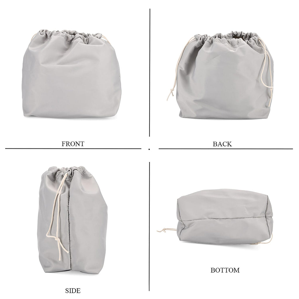 Hollow Woven Design Bucket Bag with Removable Drawstring Pouch - Silver