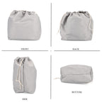 Hollow Woven Design Bucket Bag with Removable Drawstring Pouch - Silver