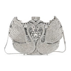 Crystellia Swan Pattern Premium Austrian Crystal Clutch Bag - Silver