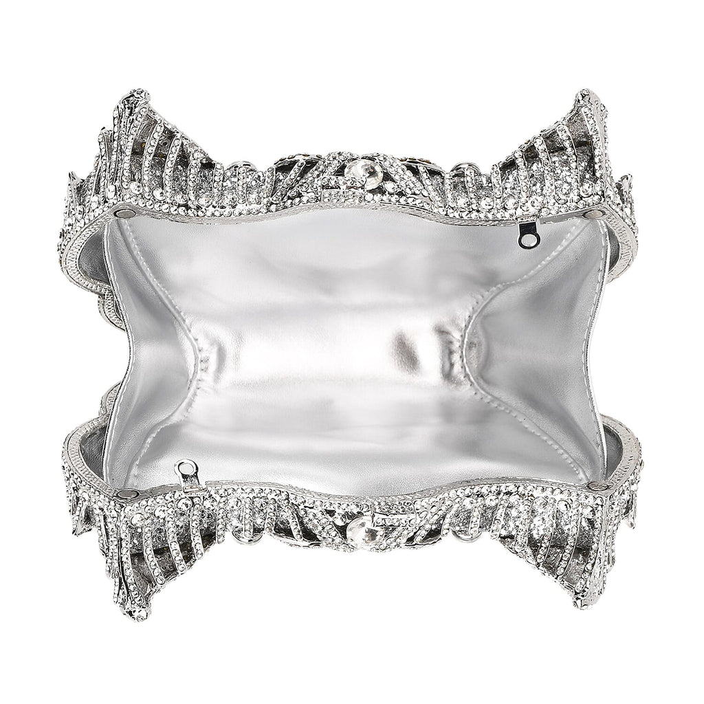Crystellia Swan Pattern Premium Austrian Crystal Clutch Bag - Silver