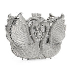 Crystellia Swan Pattern Premium Austrian Crystal Clutch Bag - Silver