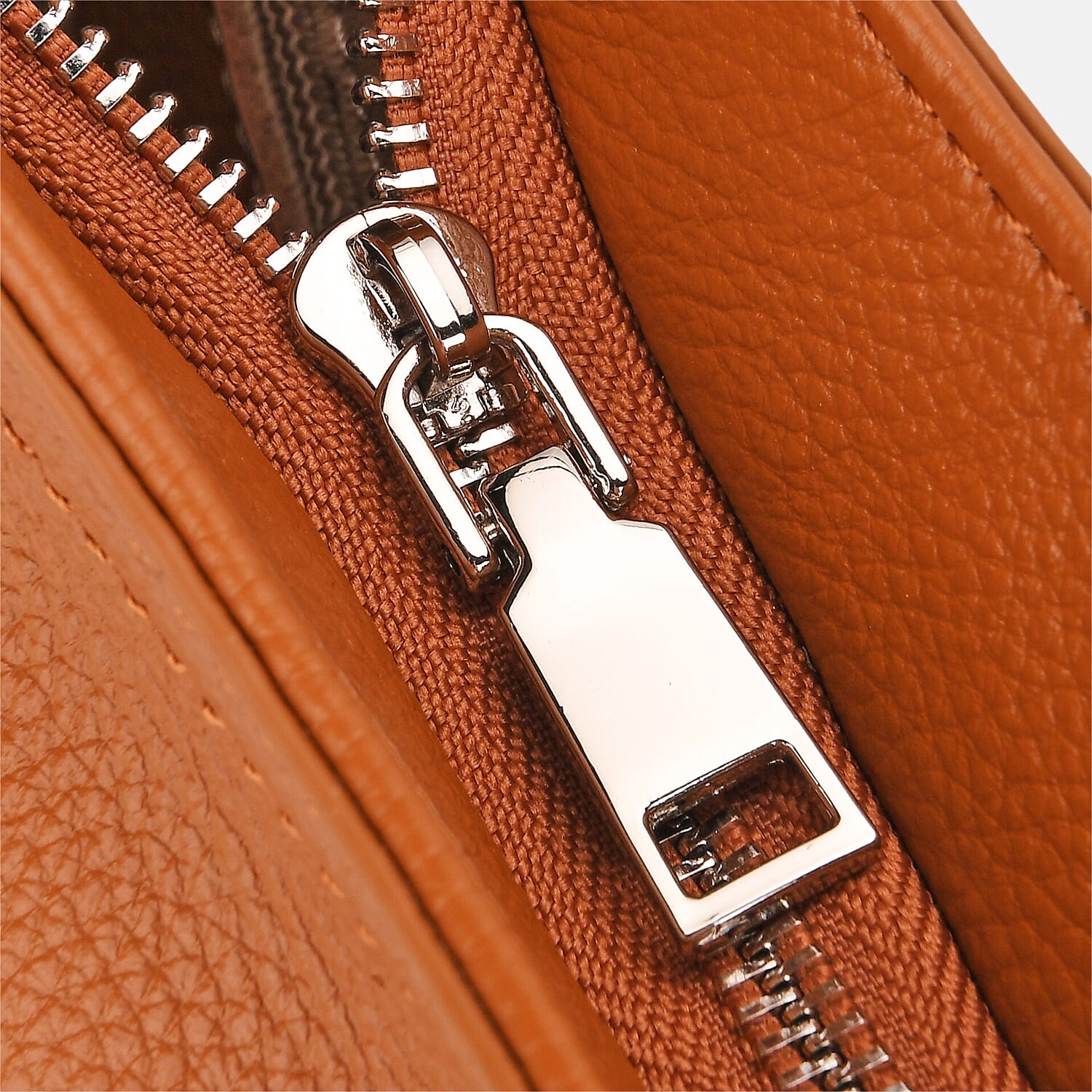 Genuine Leather Slouchy Shoulder Bag - Tan