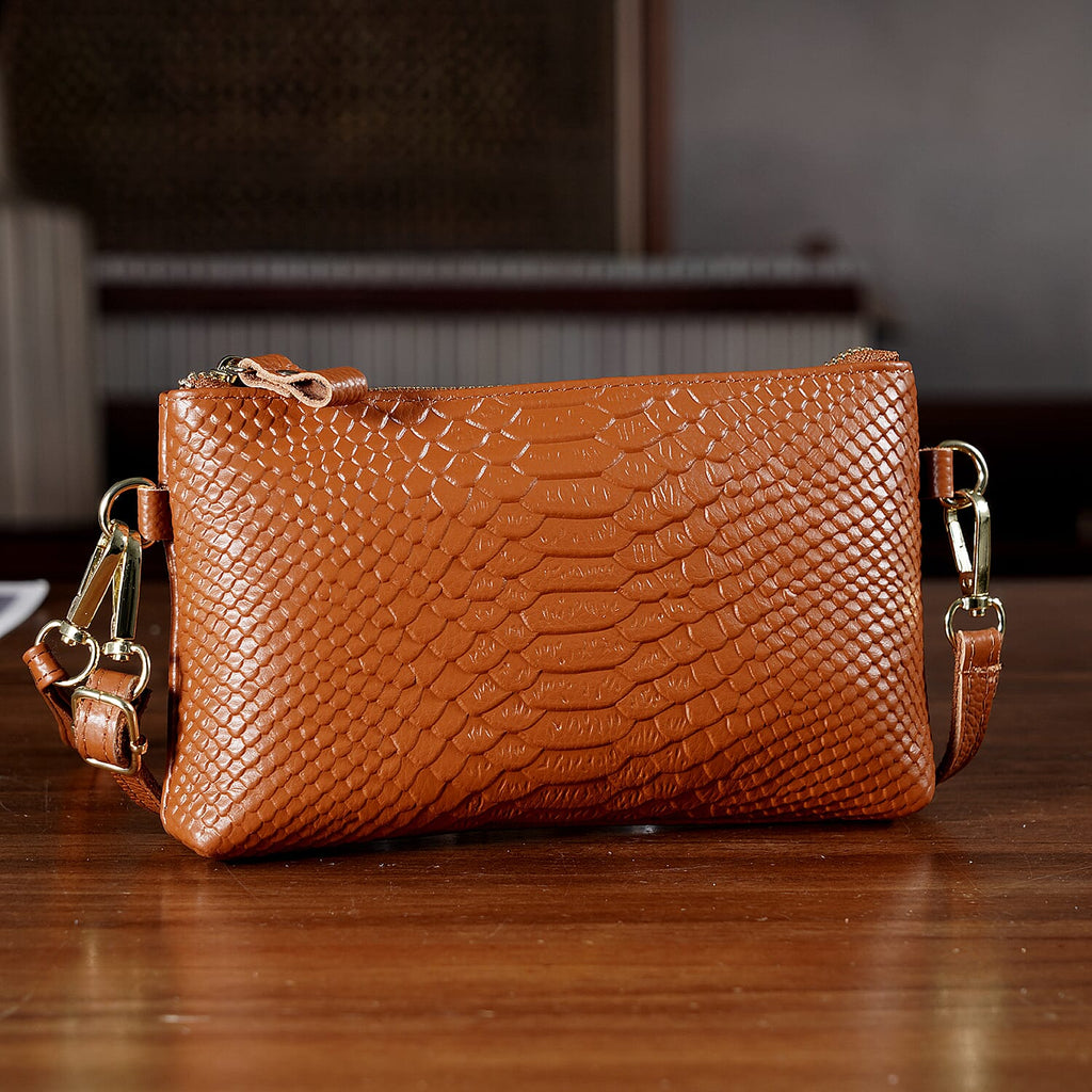 Genuine Leather Sling Bag with Detachable Strap (140 cm) - Tan
