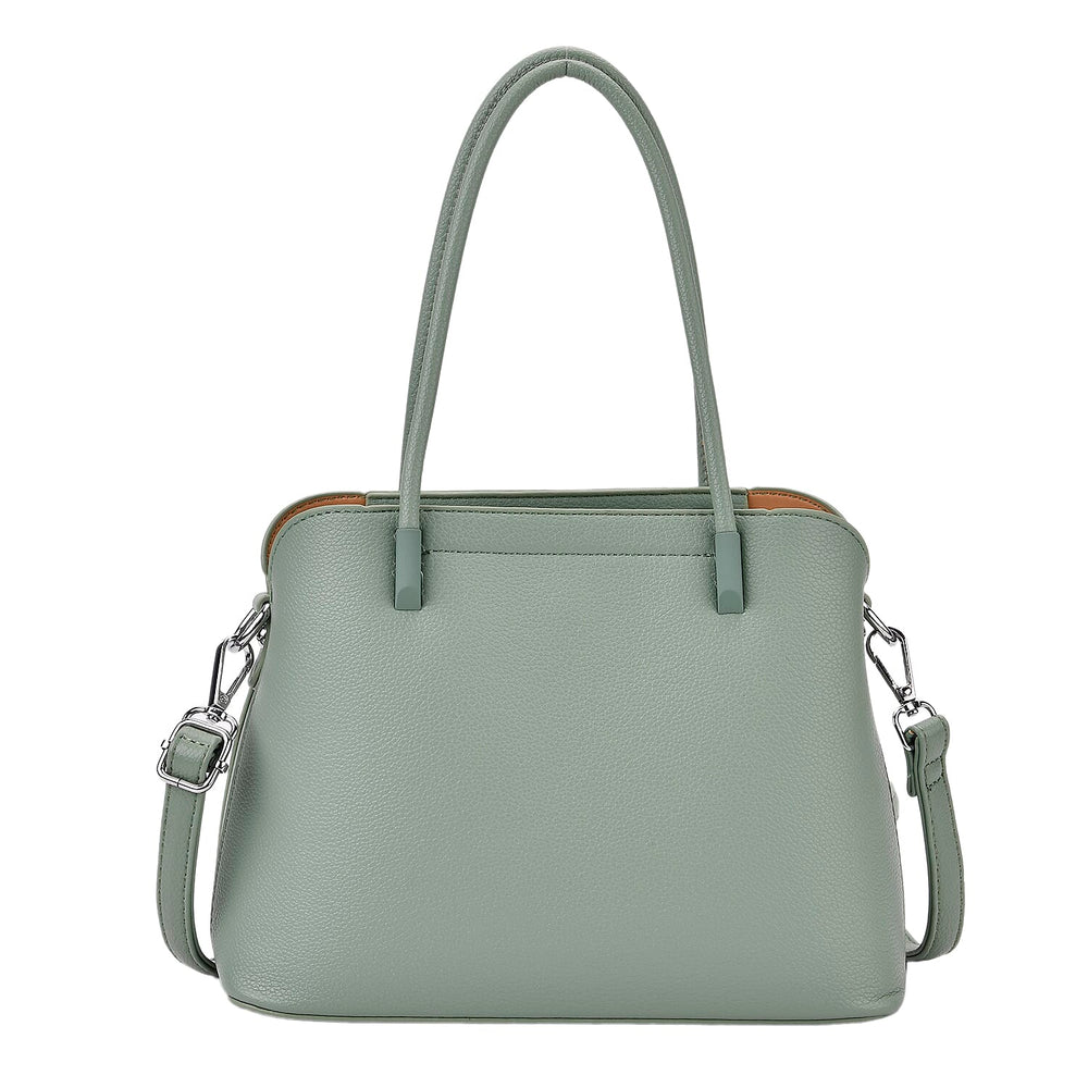 Leatherette Crossbody Bag with Silver Tone Hardwear - Teal