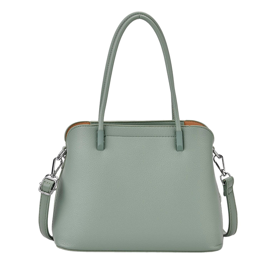 Leatherette Crossbody Bag with Silver Tone Hardwear - Teal