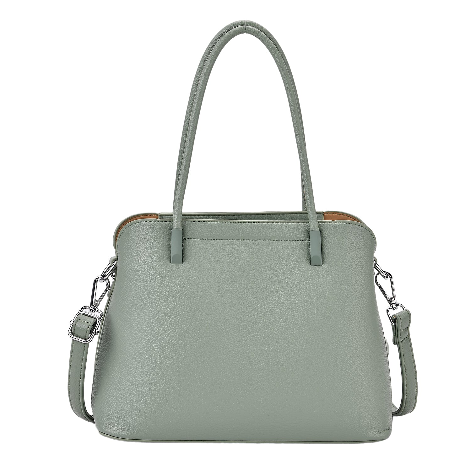 Leatherette Crossbody Bag with Silver Tone Hardwear - Teal