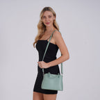 Leatherette Crossbody Bag with Silver Tone Hardwear - Teal