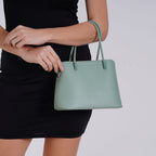 Leatherette Crossbody Bag with Silver Tone Hardwear - Teal