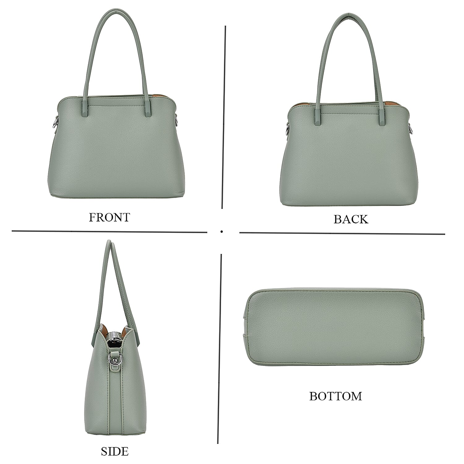 Leatherette Crossbody Bag with Silver Tone Hardwear - Teal