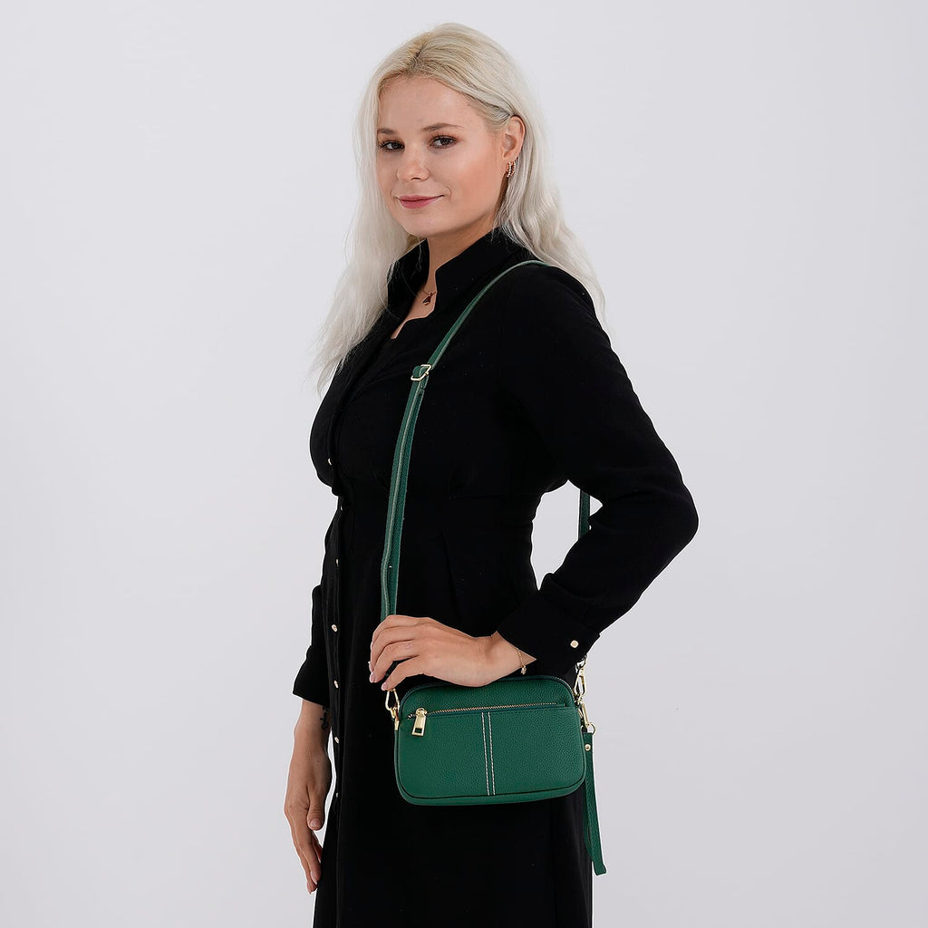 100% Genuine Leather Designer Minimalist Sling Shoulder Bag - Teal