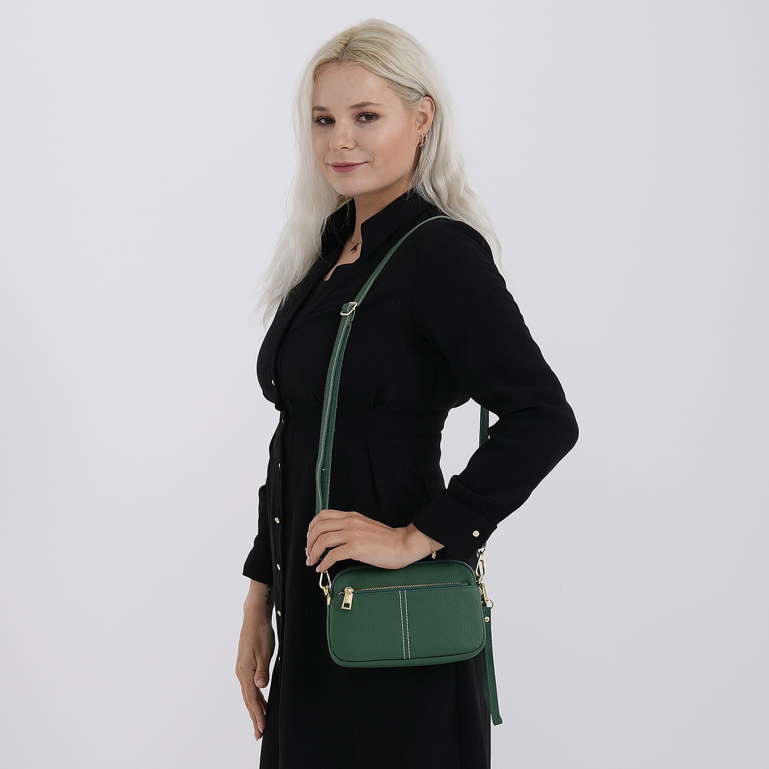100% Genuine Leather Designer Minimalist Sling Shoulder Bag - Teal