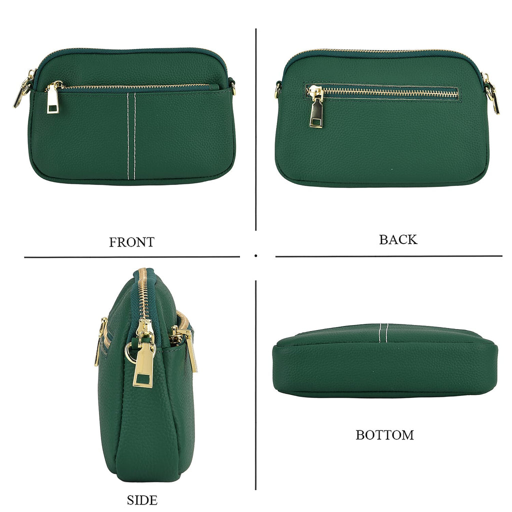 100% Genuine Leather Designer Minimalist Sling Shoulder Bag - Teal