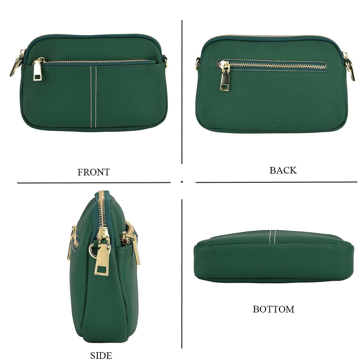 100% Genuine Leather Designer Minimalist Sling Shoulder Bag - Teal
