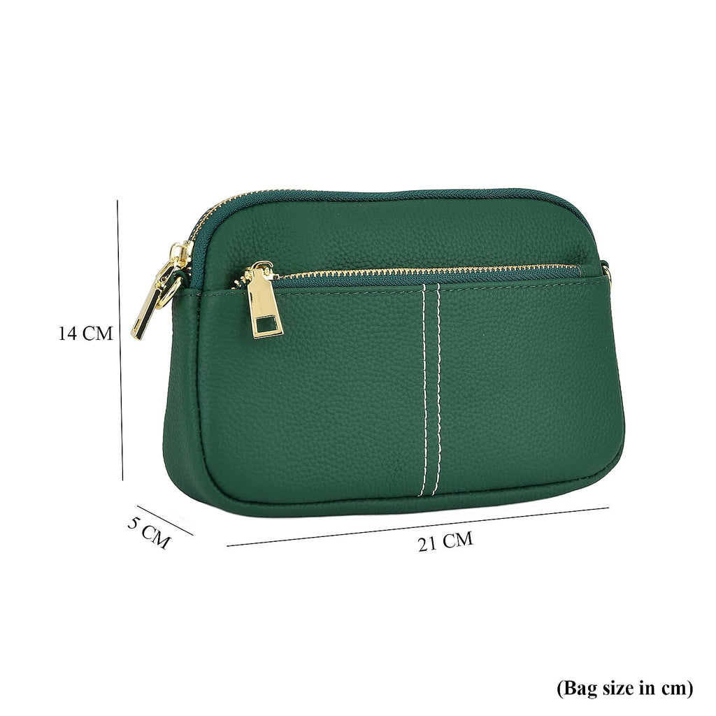 100% Genuine Leather Designer Minimalist Sling Shoulder Bag - Teal