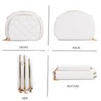 Leatherette Quilted Crossbody Bag with Log Strap - White