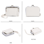Elegant Monogram Quilted Phone Bag with Matching Clutch Card Holder - White