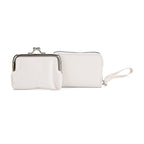 Elegant Monogram Quilted Phone Bag with Matching Clutch Card Holder - White