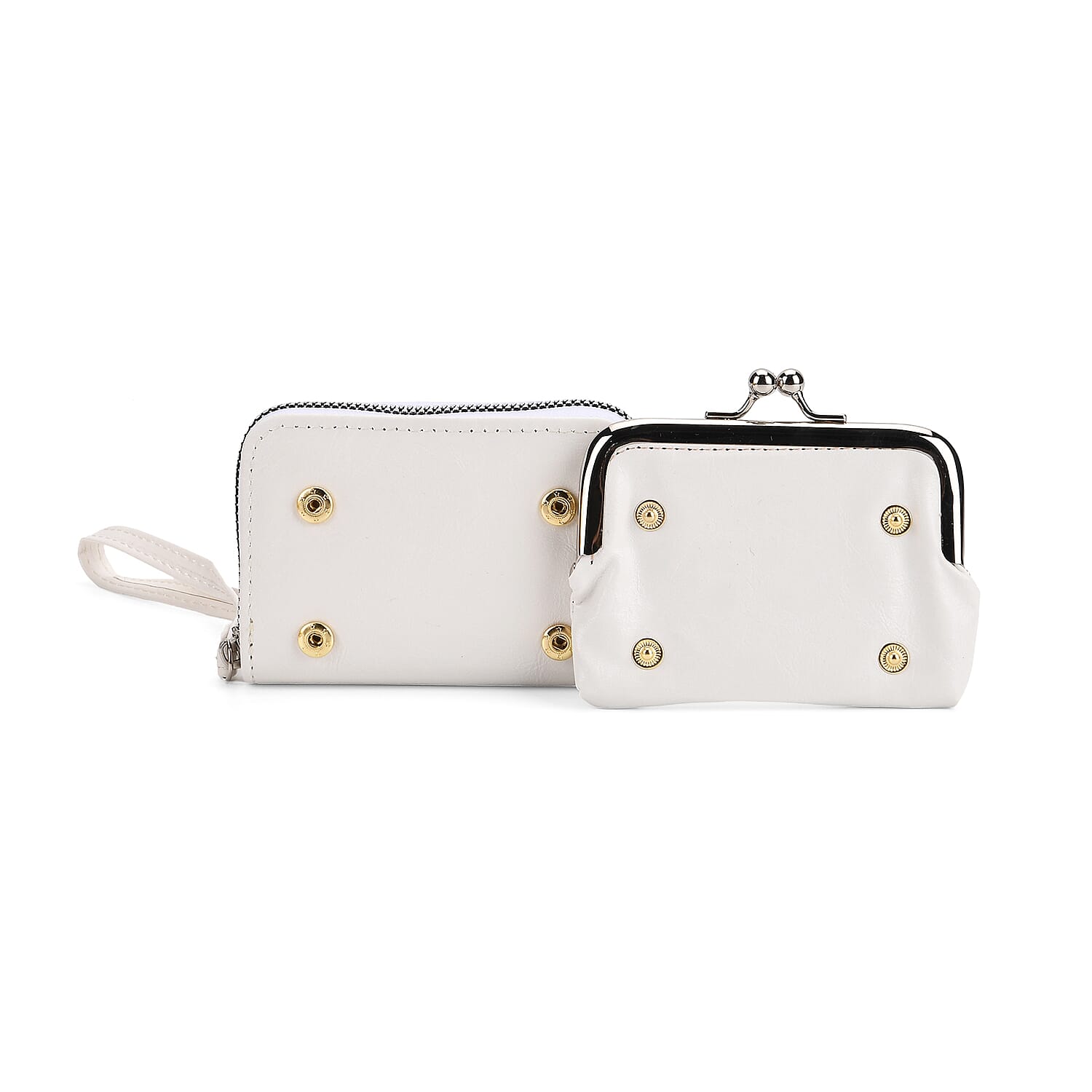 Elegant Monogram Quilted Phone Bag with Matching Clutch Card Holder - White
