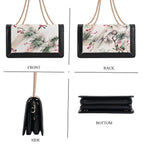 Where Artisans Give Silk a Soul - Limited Edition - Genuine Leather Crossbody Bag with Floral - Bird Mulberry Silk Art - White - Pink