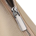 Designer Inspired Genuine Leather Mini Crossbody Bag with Top Handle - Cream