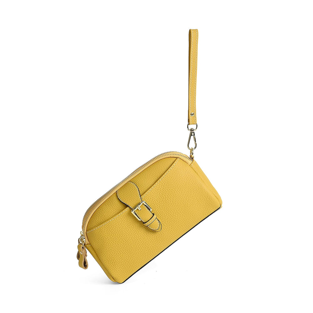 Genuine Leather Classic Crossbody Bag - Yellow