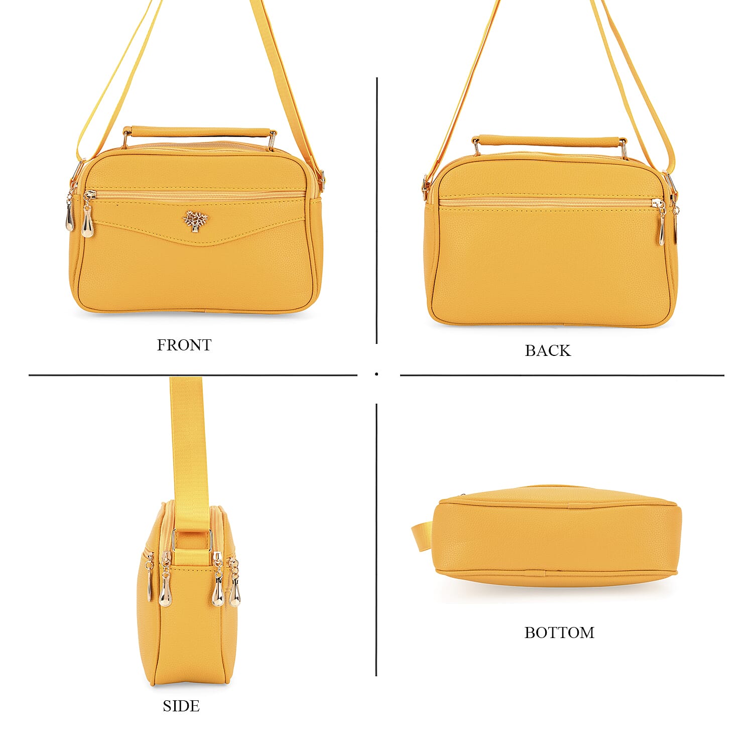 Boxy Shape Crossbody Bag with Top Handle - Yellow