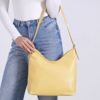 SUPERFIND - Hongkong Closeout Deal - 100% Genuine Leather Litchi Embossed Crossbody Bag - Buttermilk