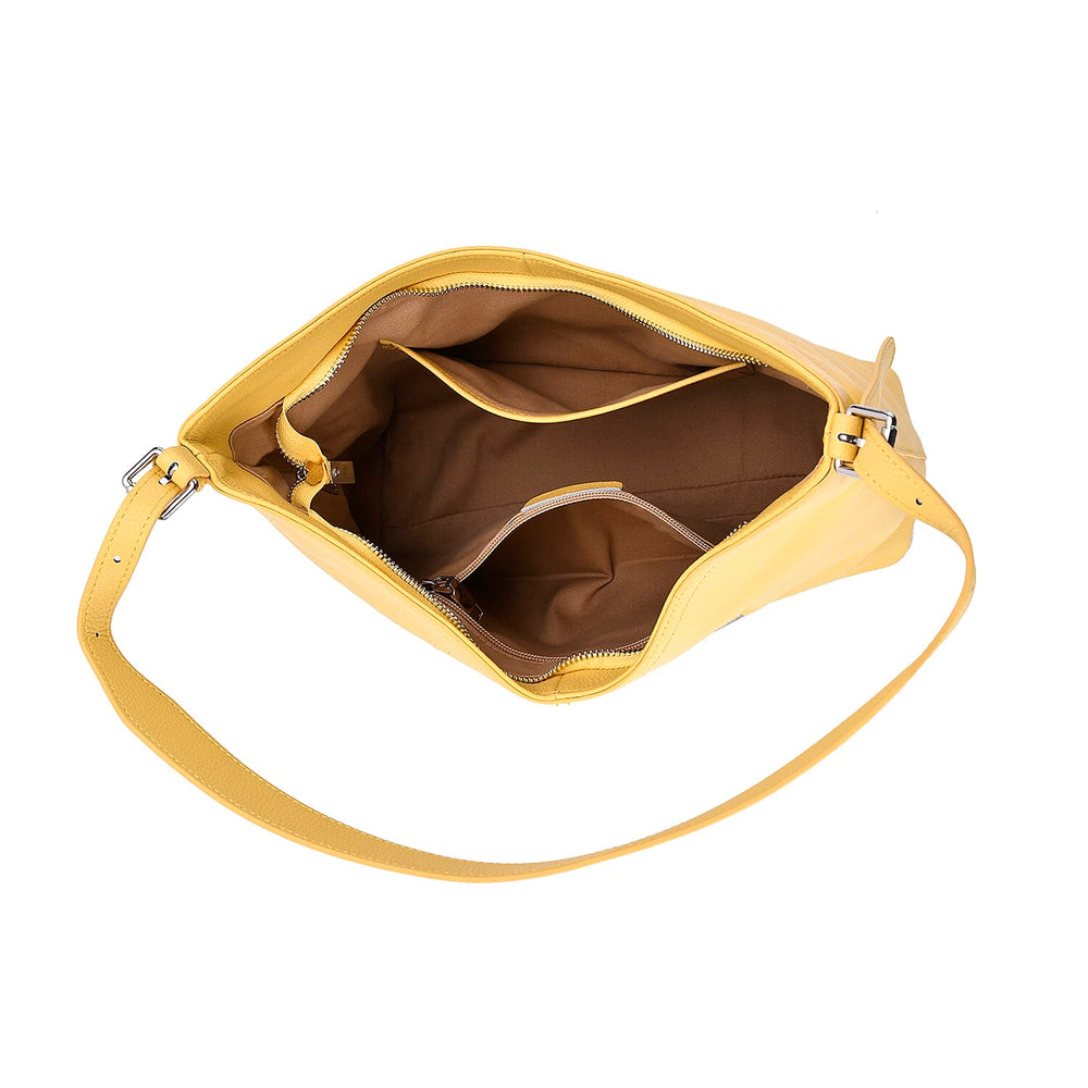 SUPERFIND - Hongkong Closeout Deal - 100% Genuine Leather Litchi Embossed Crossbody Bag - Buttermilk