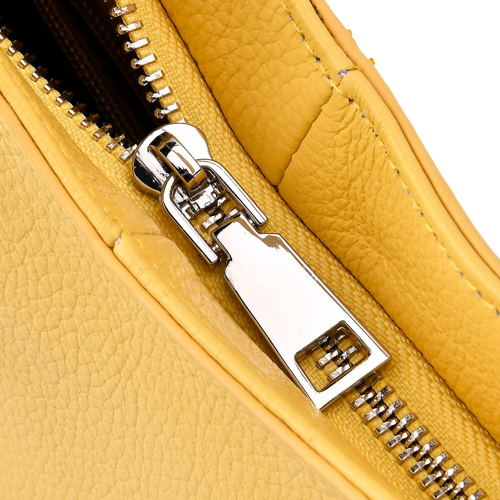 SUPERFIND - Hongkong Closeout Deal - 100% Genuine Leather Litchi Embossed Crossbody Bag - Buttermilk