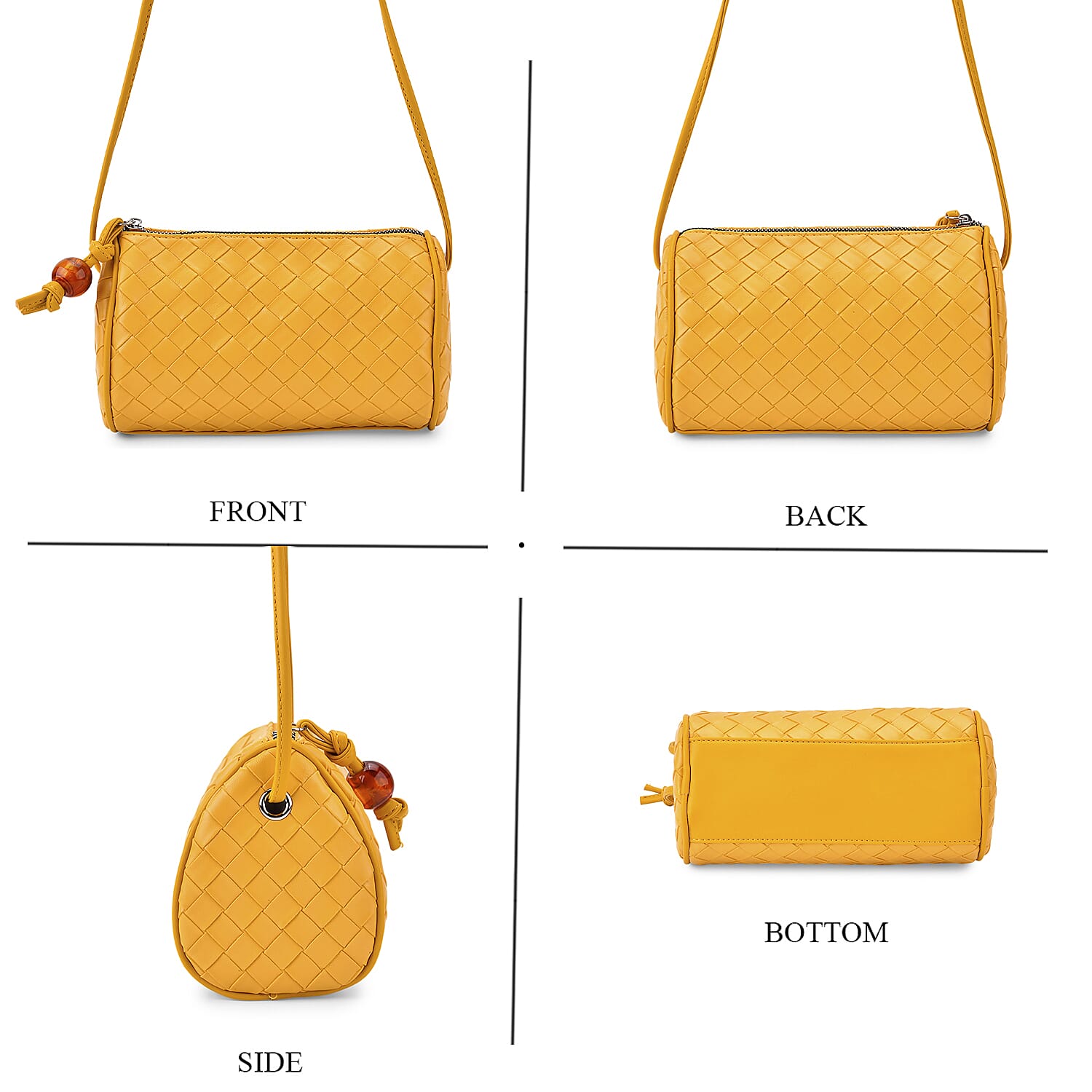 Set of 2 Womens Quilted Mini Handbag - Yellow - Navy
