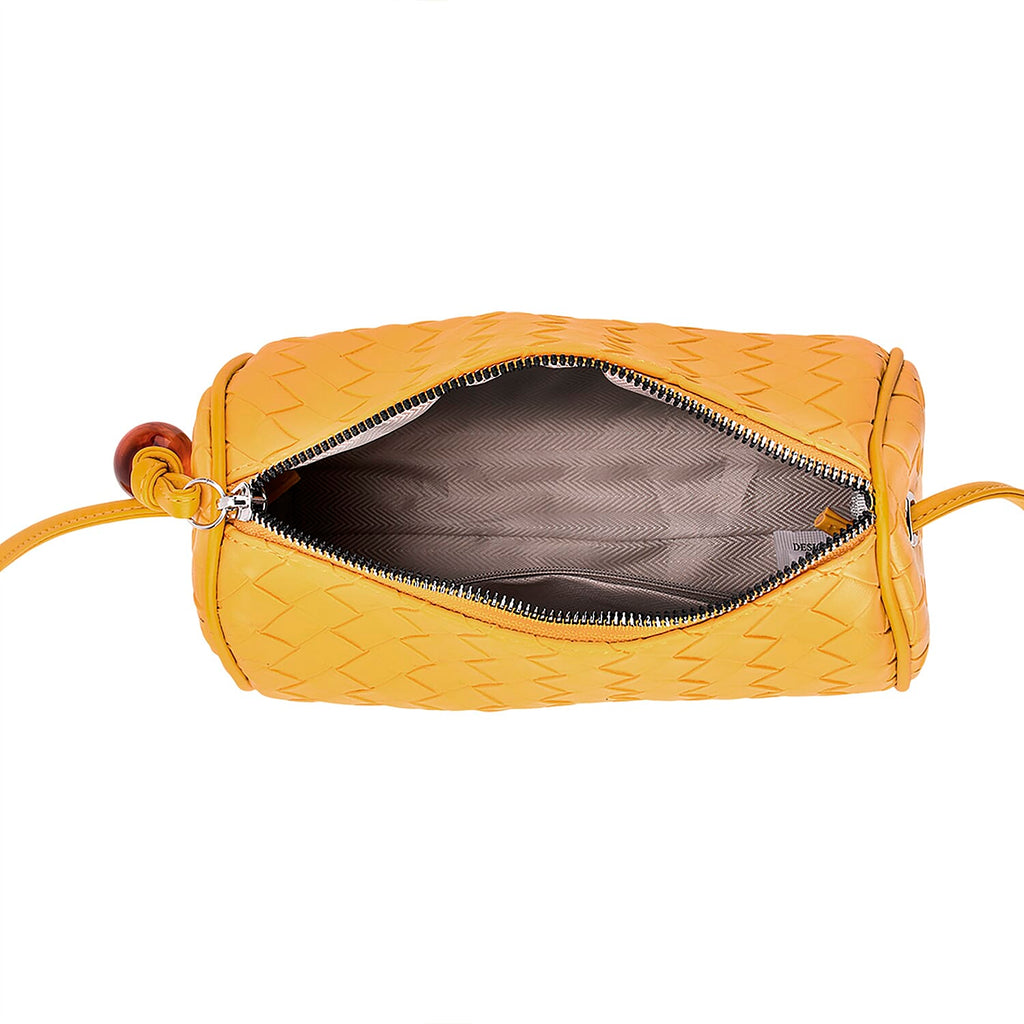 Set of 2 Womens Quilted Mini Handbag - Yellow - Navy