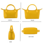 Designer Inspired Genuine Leather Mini Crossbody Bag with Top Handle - Yellow