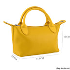 Designer Inspired Genuine Leather Mini Crossbody Bag with Top Handle - Yellow