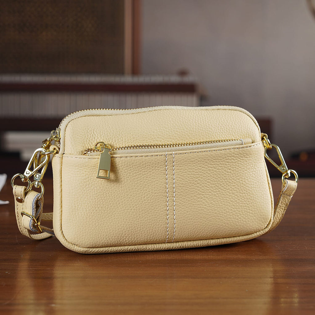 100% Genuine Leather Designer Minimalist Sling Shoulder Bag - Yellow